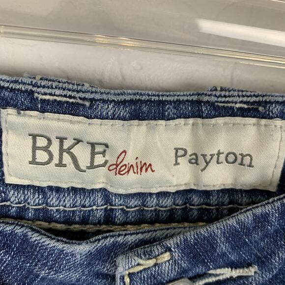 BKE Payton Jeans Womens 32 Long Blue Bootcut Distressed Denim Mid Rise Faded - Picture 4 of 8